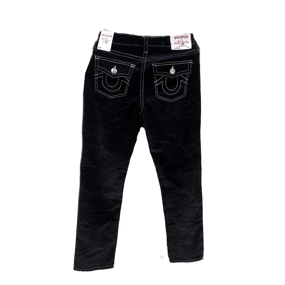 NWT True Religion Girls 14 Slim Black Velveteen Jean - Picture 3 of 6